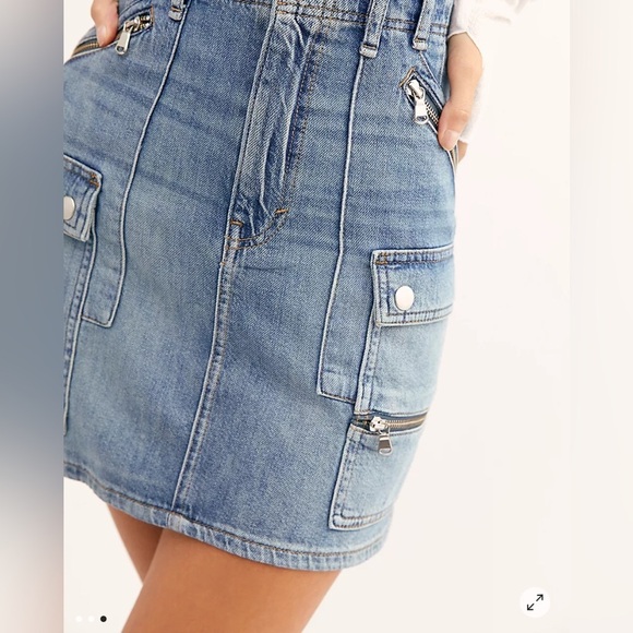 NWT We The Free People Blue Stretch Avenue Cargo Denim Jean Mini Skirt Size 26 - Picture 1 of 10